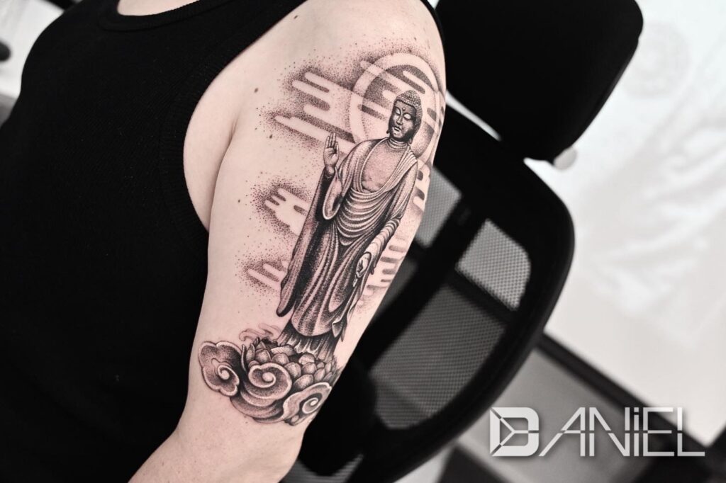 Buddhist statue tattoo Daniel 02