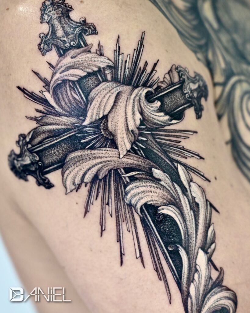 acanthus cross tattoo Daniel 03