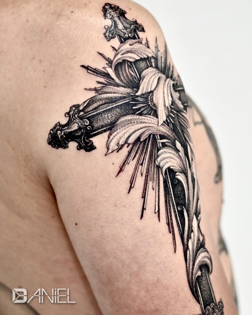 acanthus cross tattoo Daniel 04