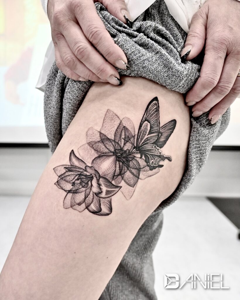 amaryllis butterfly tattoo Daniel