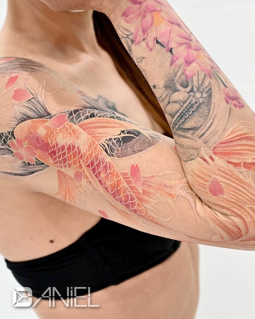 antima koi fish & cherry blossom tattoo daniel