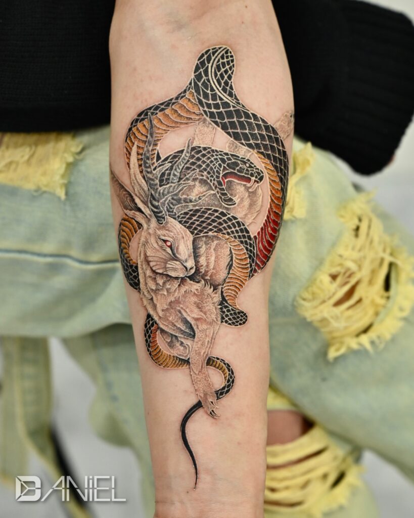 antima rabbit & snake tattoo daniel 02