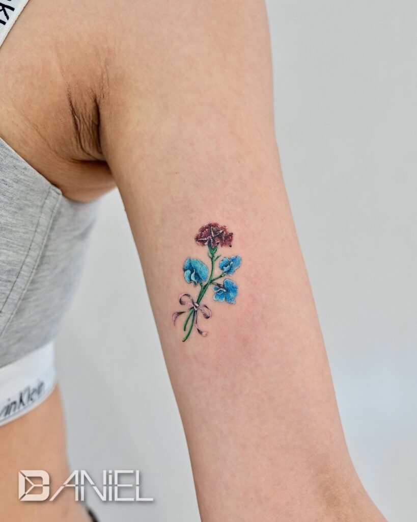 carnation & sweet pea tattoo daniel 04