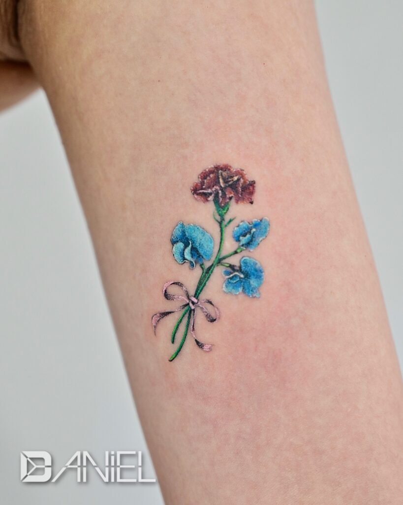 carnation & sweet pea tattoo daniel 05