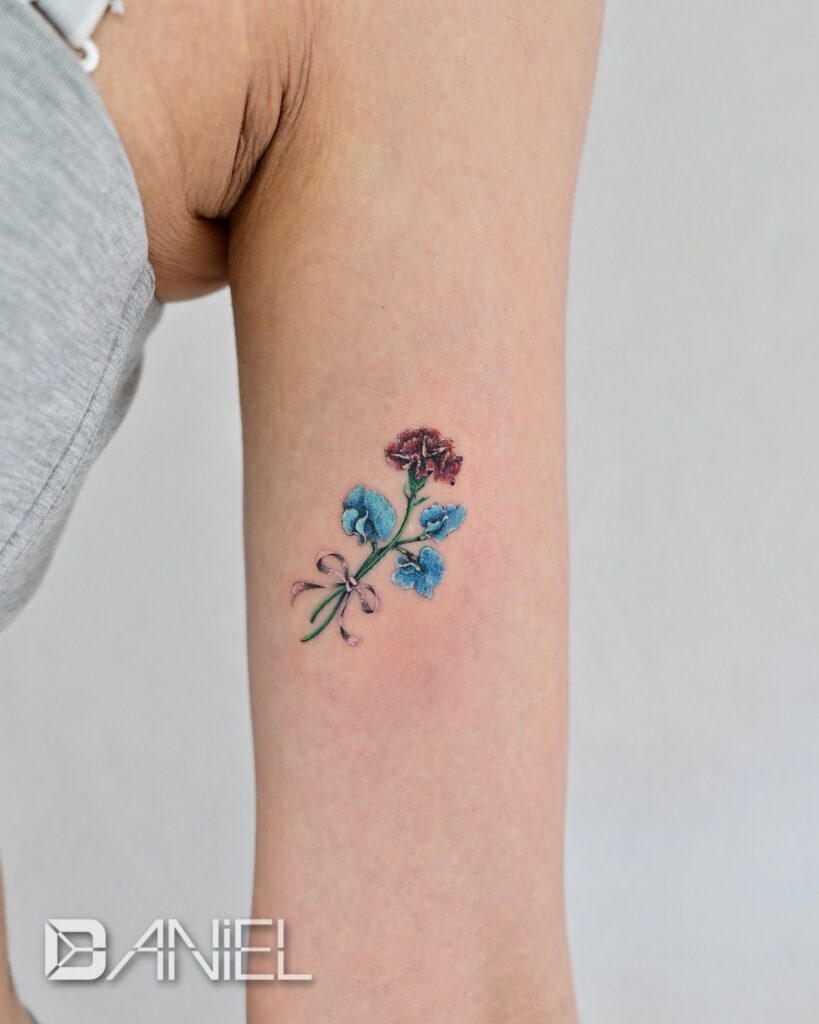 carnation & sweet pea tattoo daniel