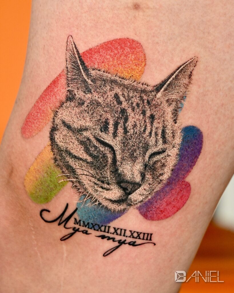 cat rainbow tattoo Daniel 02