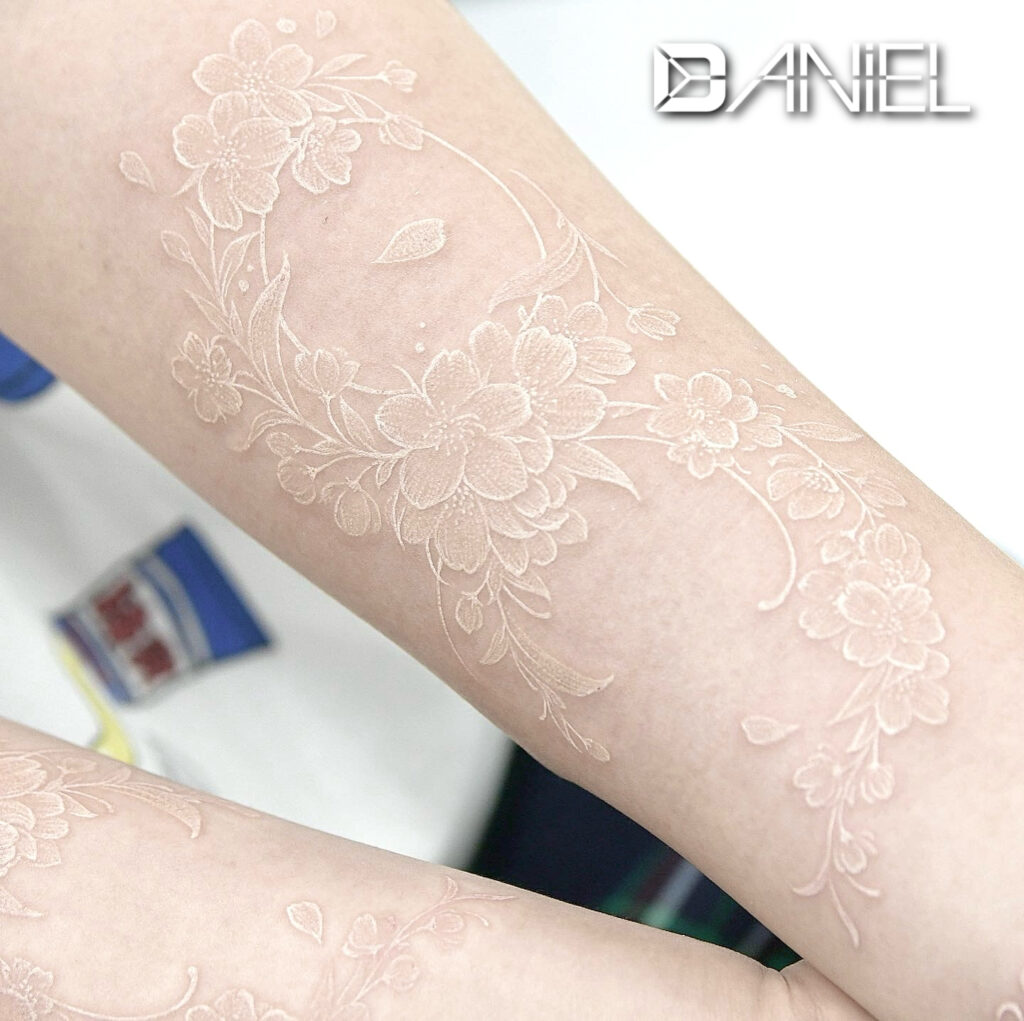 cherry blossom lettering white tattoo Daniel 03