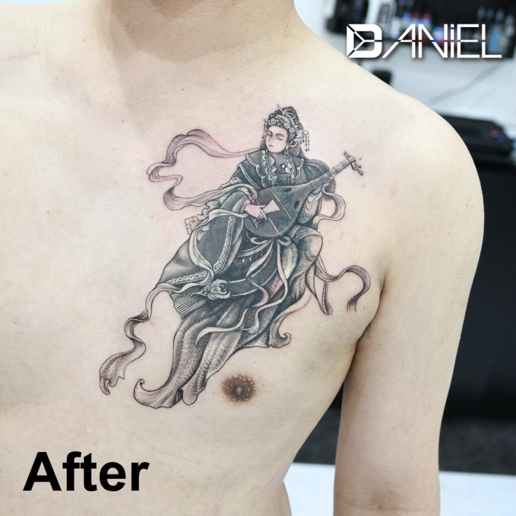 cover up tattoo celestial maiden Daniel after