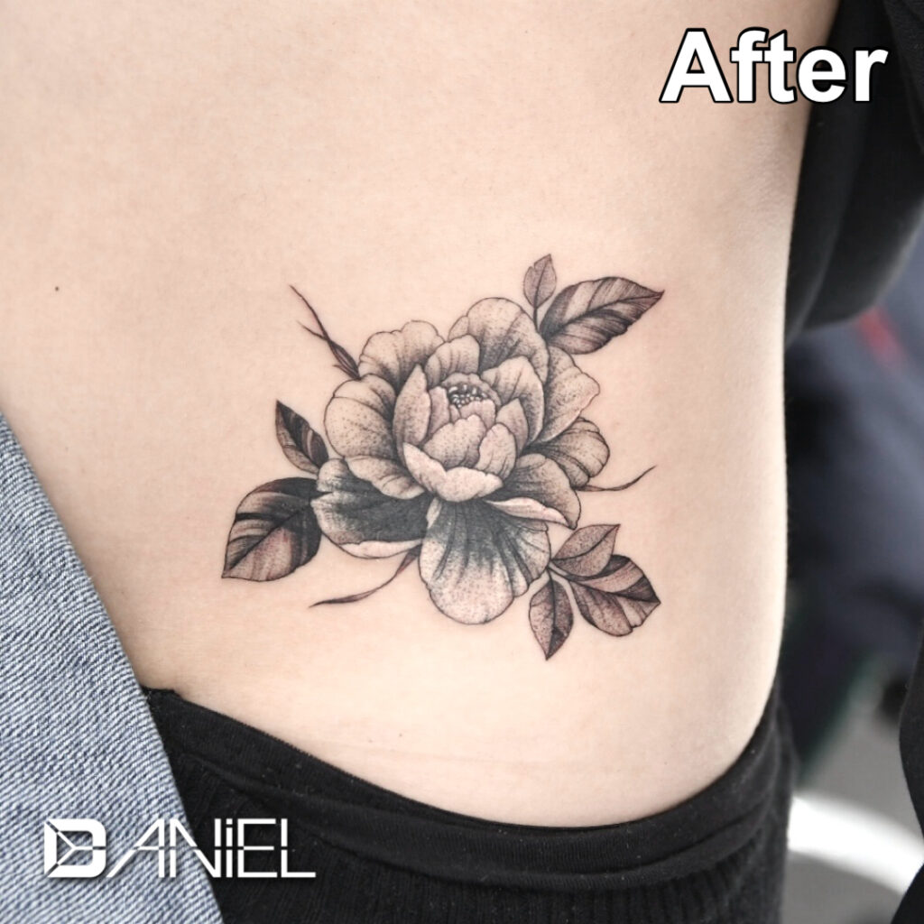 cover up tattoo peony Daniel after
