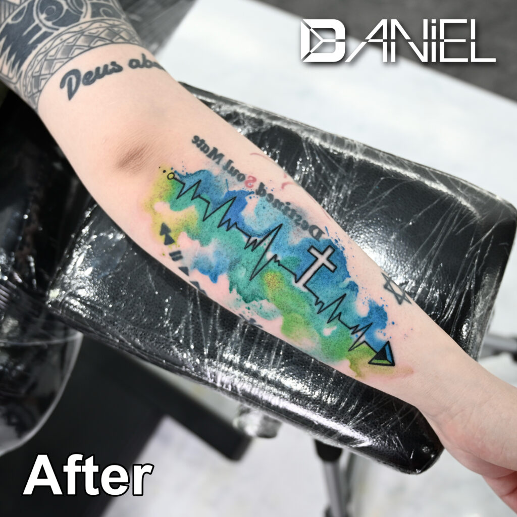 cover up tattoo watercolor paint Daniel after