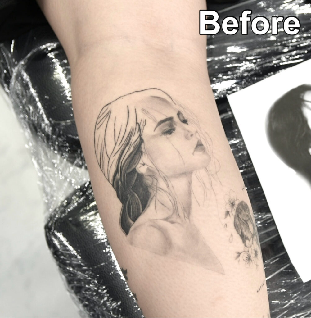 portrait cover up tattoo daniel before