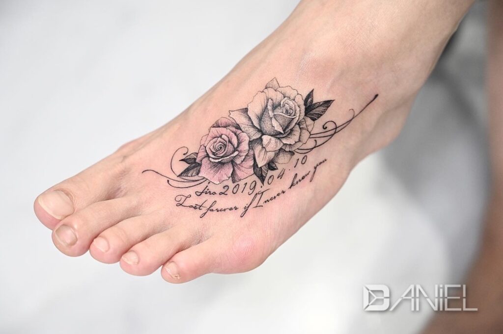 rose lettering tattoo Daniel 02