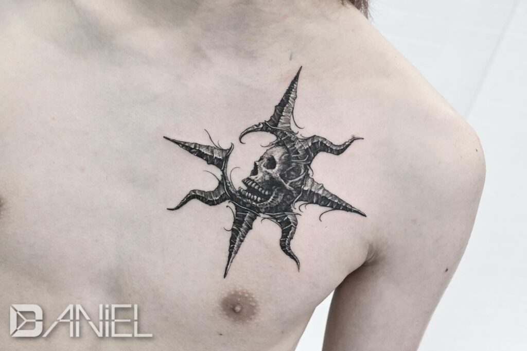 skull sun tattoo Daniel