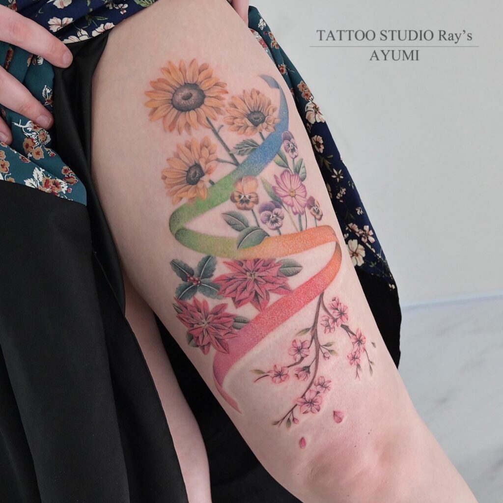 four seasons flower tattoo AYUMI