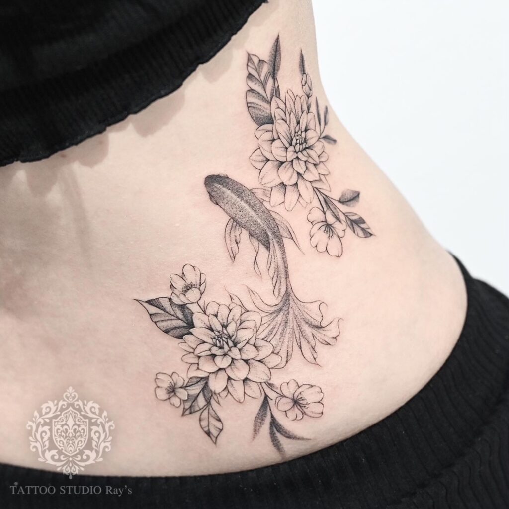 goldfish flower tattoo AYUMI