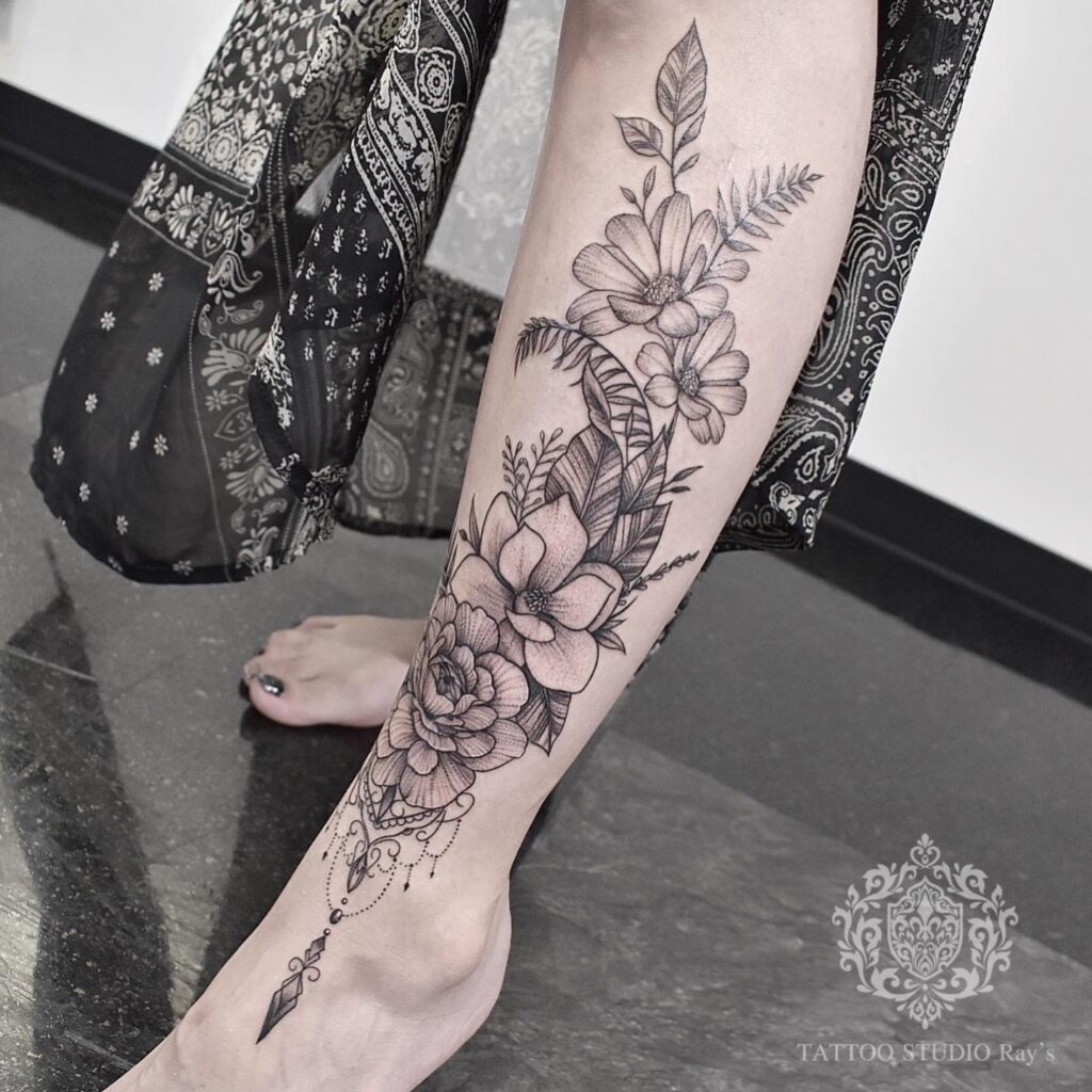 flower decoration tattoo AYUMI 02