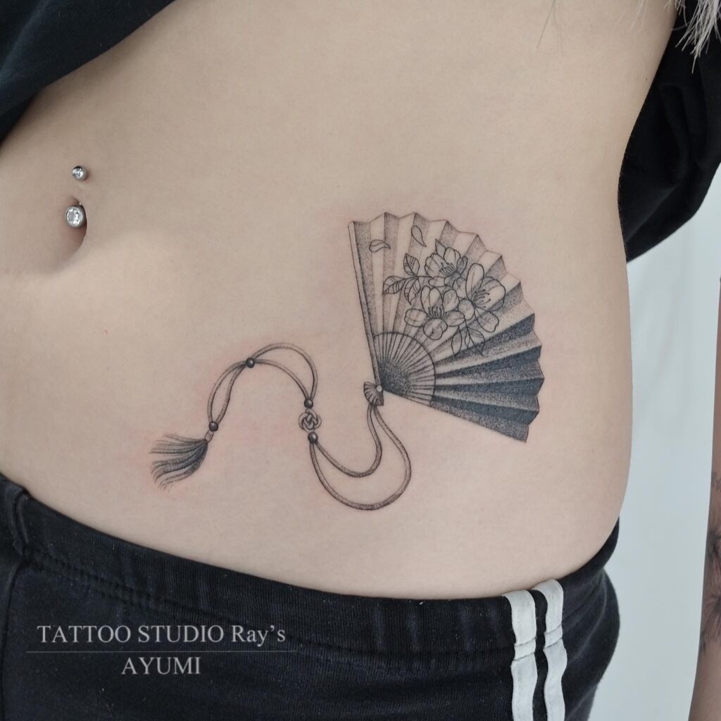 folding fan tattoo AYUMI