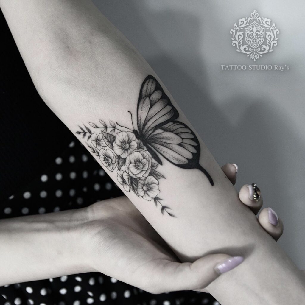 flower butterfly tattoo AYUMI