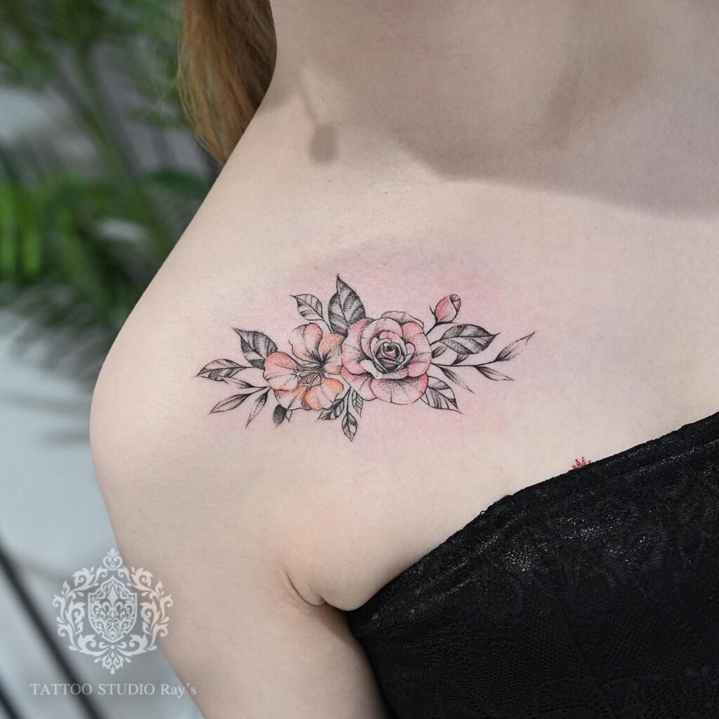 rose hibiscus tattoo AYUMI