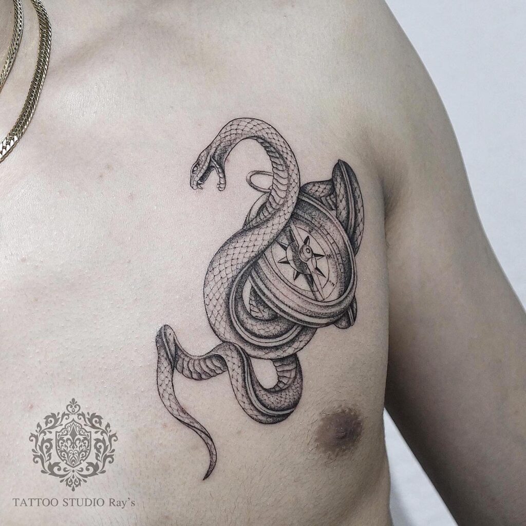 snake compass tattoo AYUMI