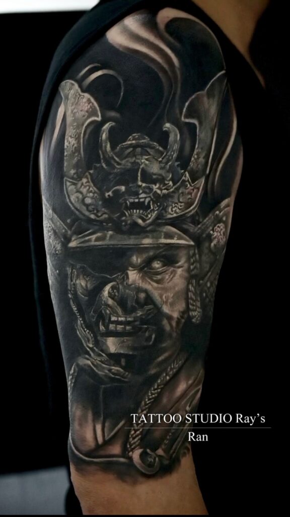 samurai portrait tattoo Ran