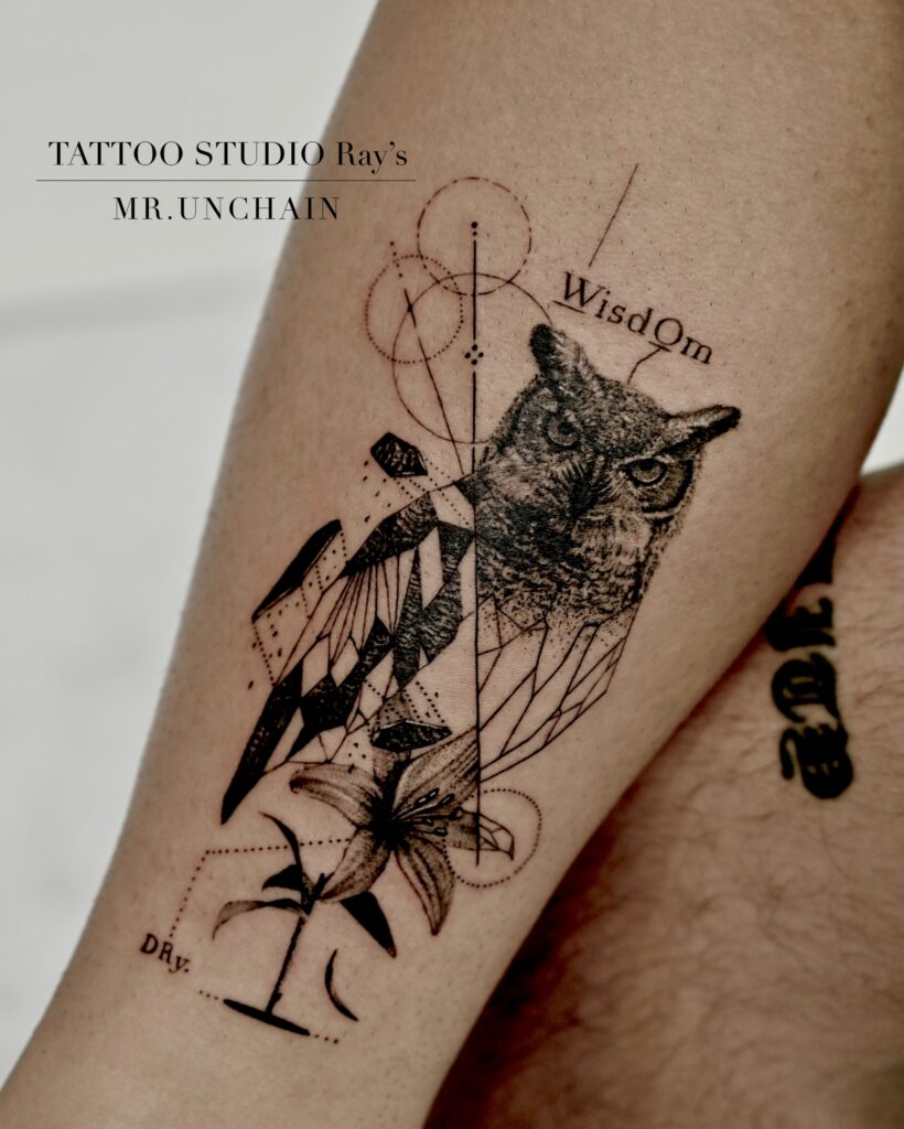 geometric owl tattoo UC