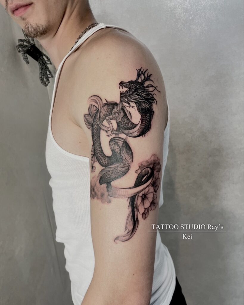 dragon flower tattoo Kei