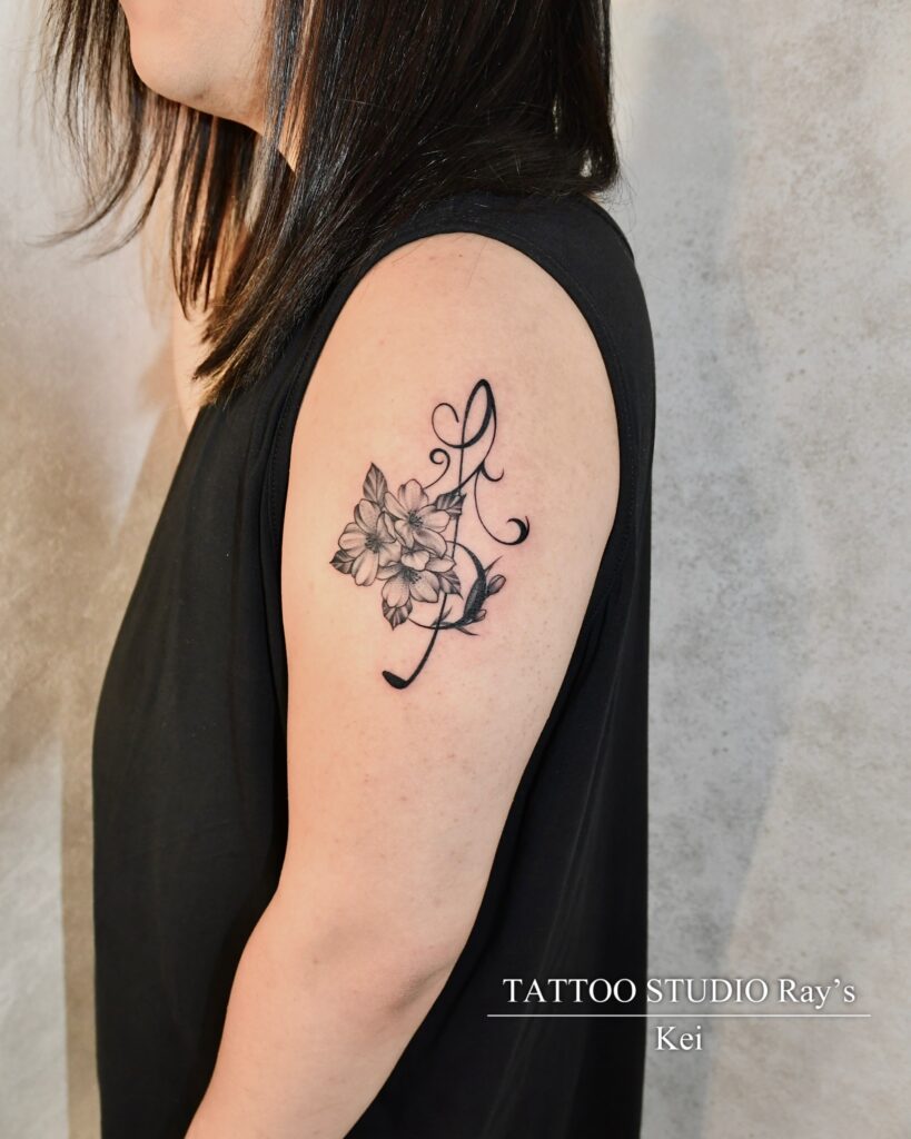 treble clef flower tattoo Kei