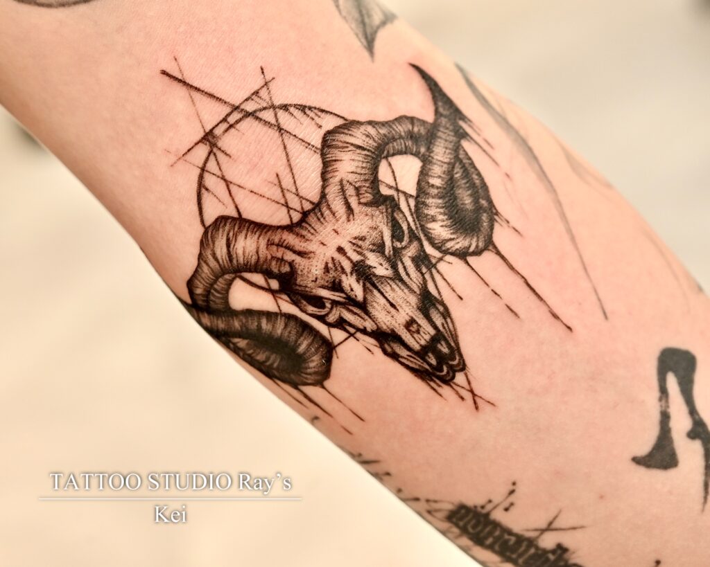 baphomet skull tattoo kei