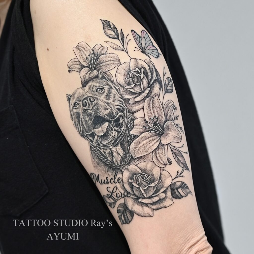 dog × flowers tattoo ayumi 02