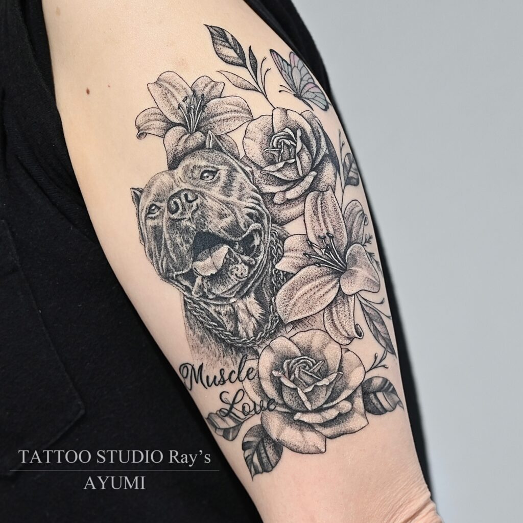 dog × flowers tattoo ayumi 04