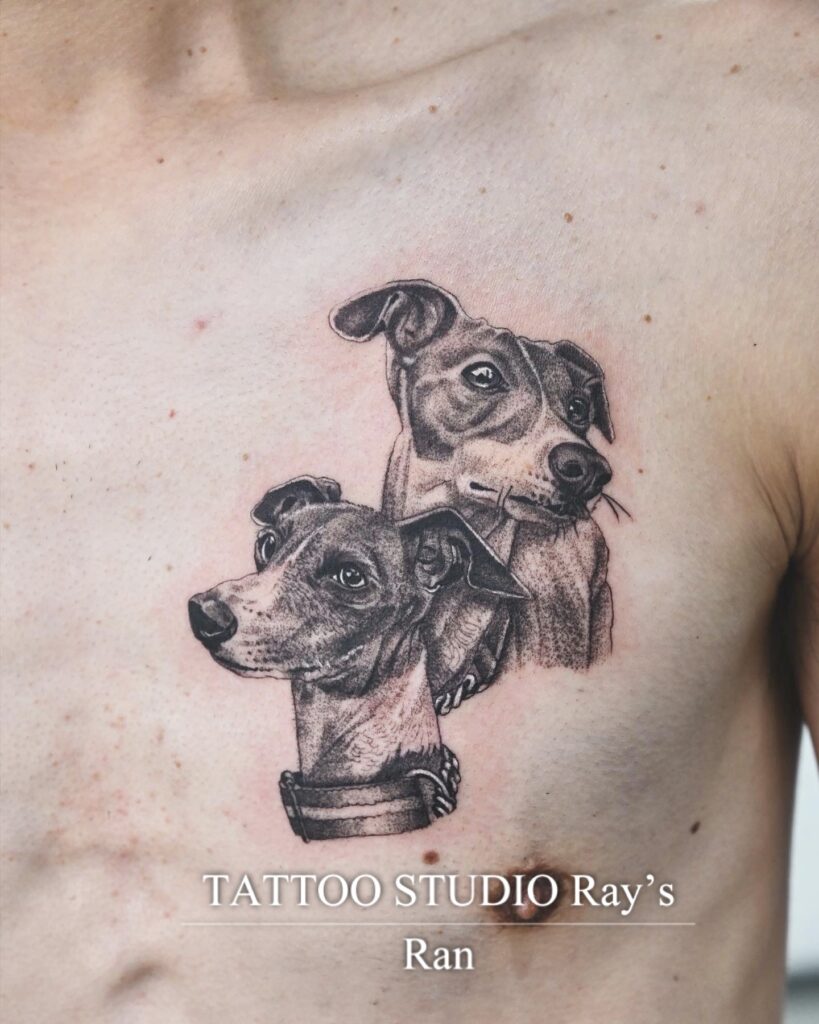 dogs tattoo ran