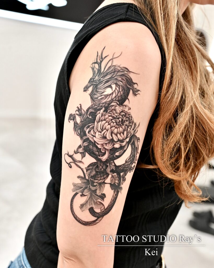 dragon × chrysanthemum tattoo kei