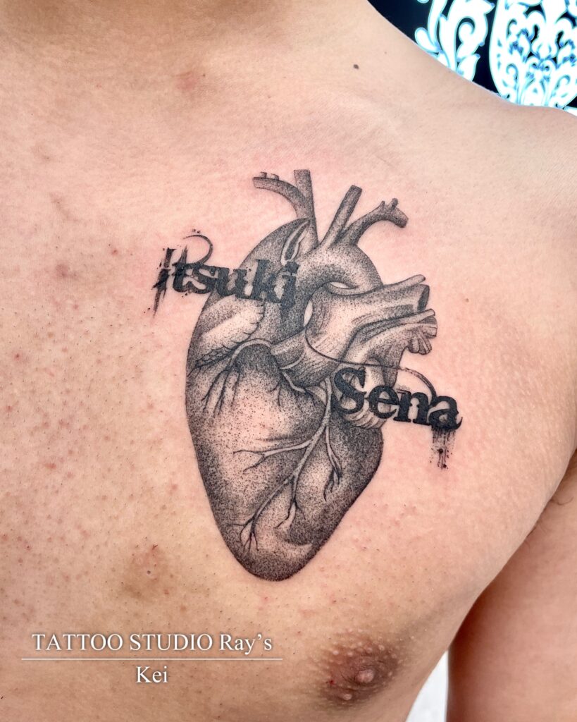 heart × lettering tattoo kei