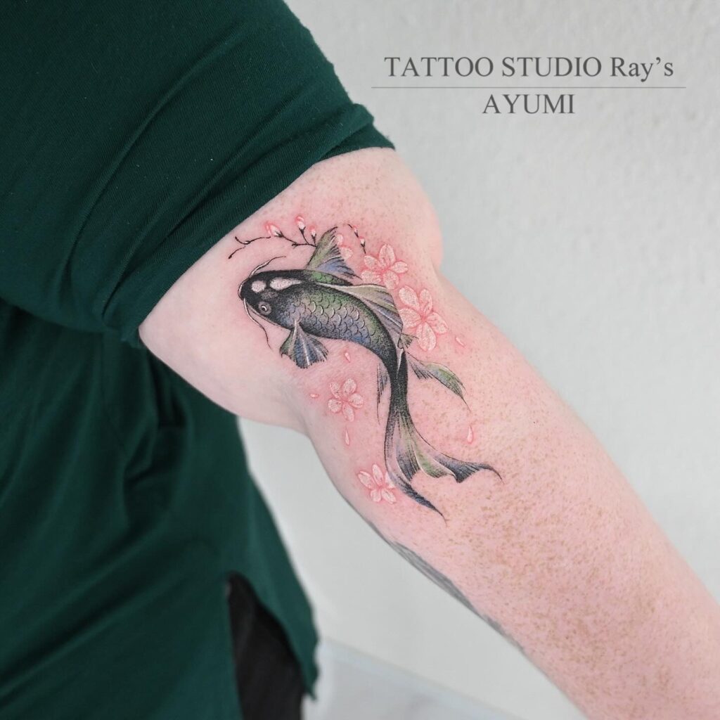 koi fish × cherry blossom tattoo ayumi