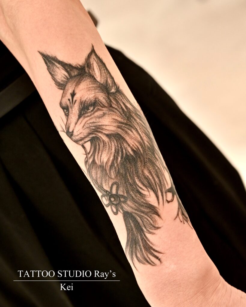 nine tailed fox & spider lily tattoo kei