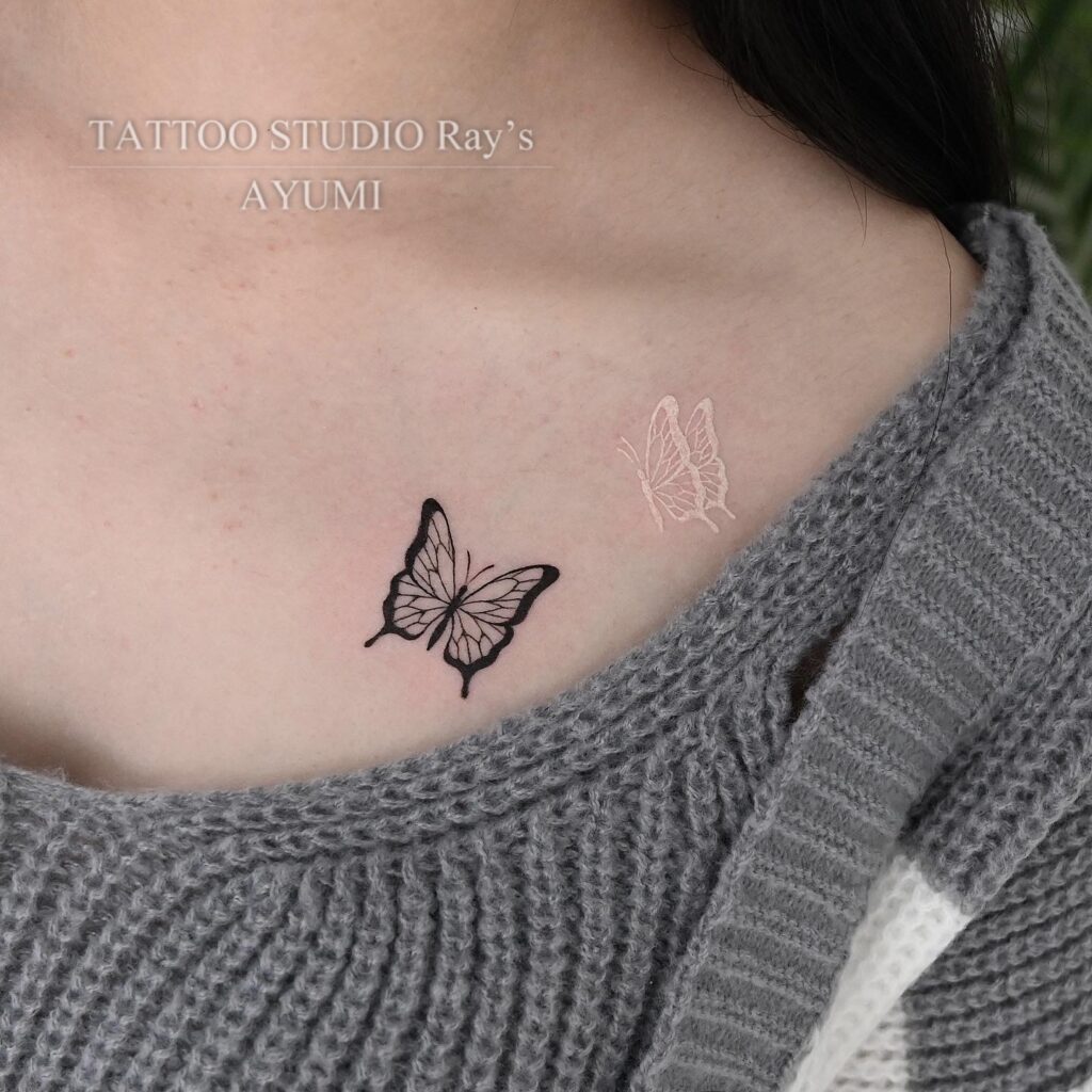 butterfly white & black tattoo ayumi 02