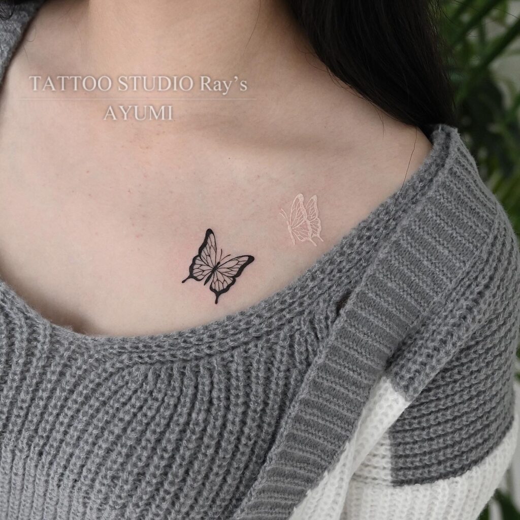 butterfly white & black tattoo ayumi