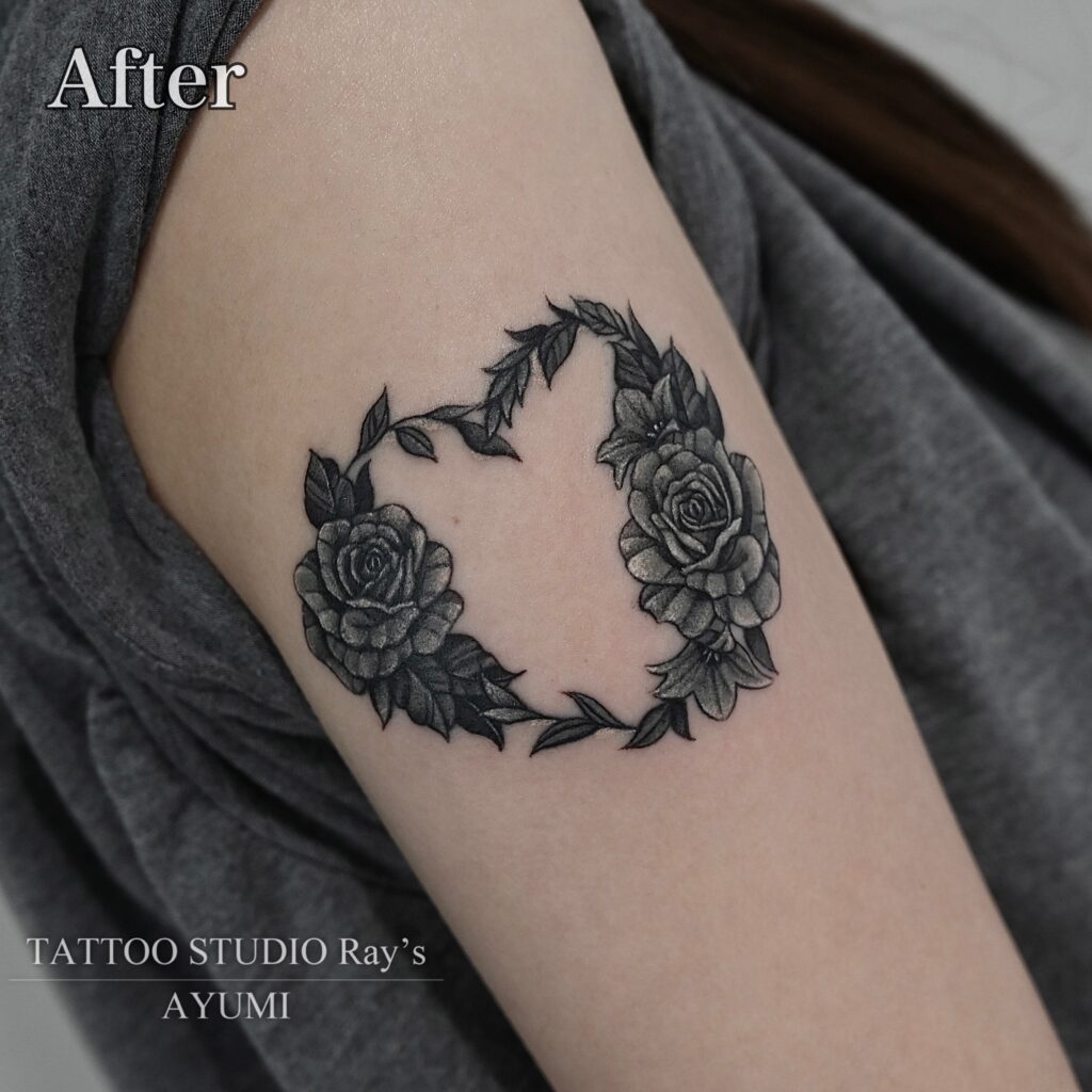 cover up rose & bellflower tattoo ayumi after