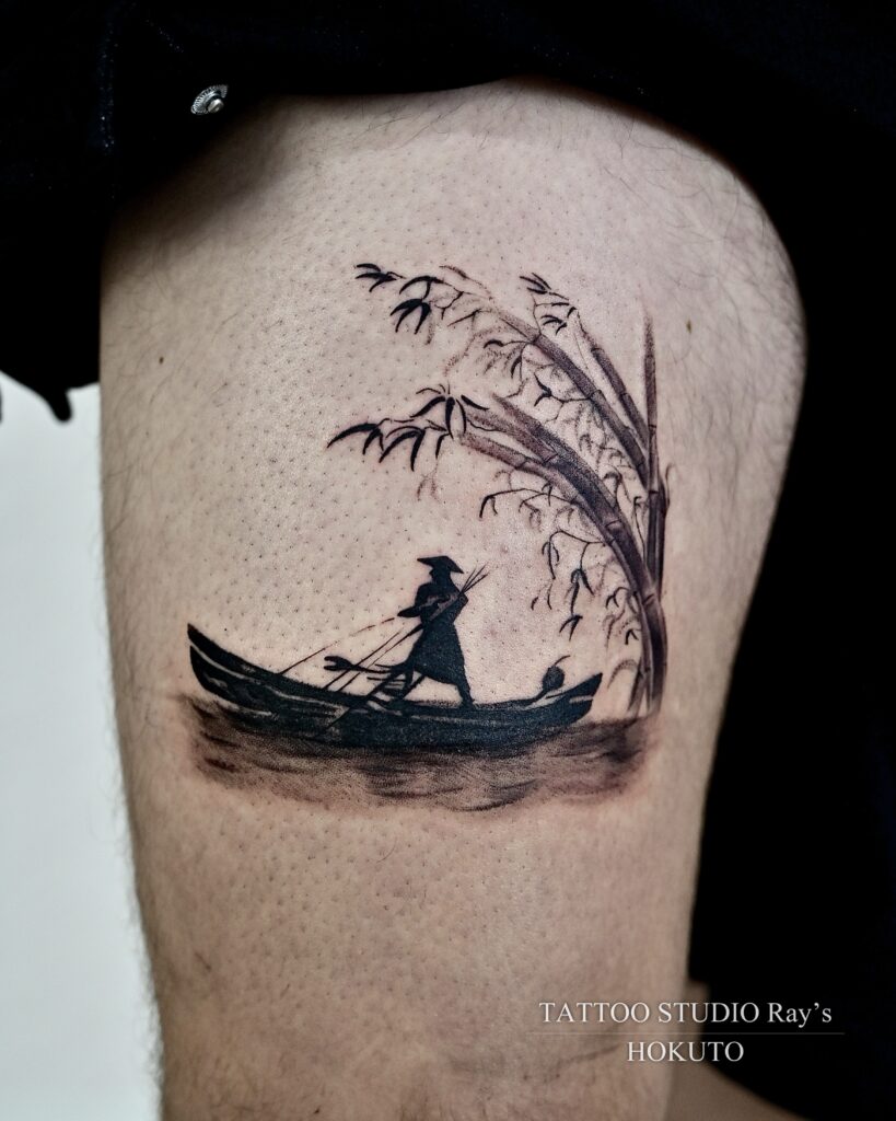 boat & bamboo forest tattoo hokuto 02