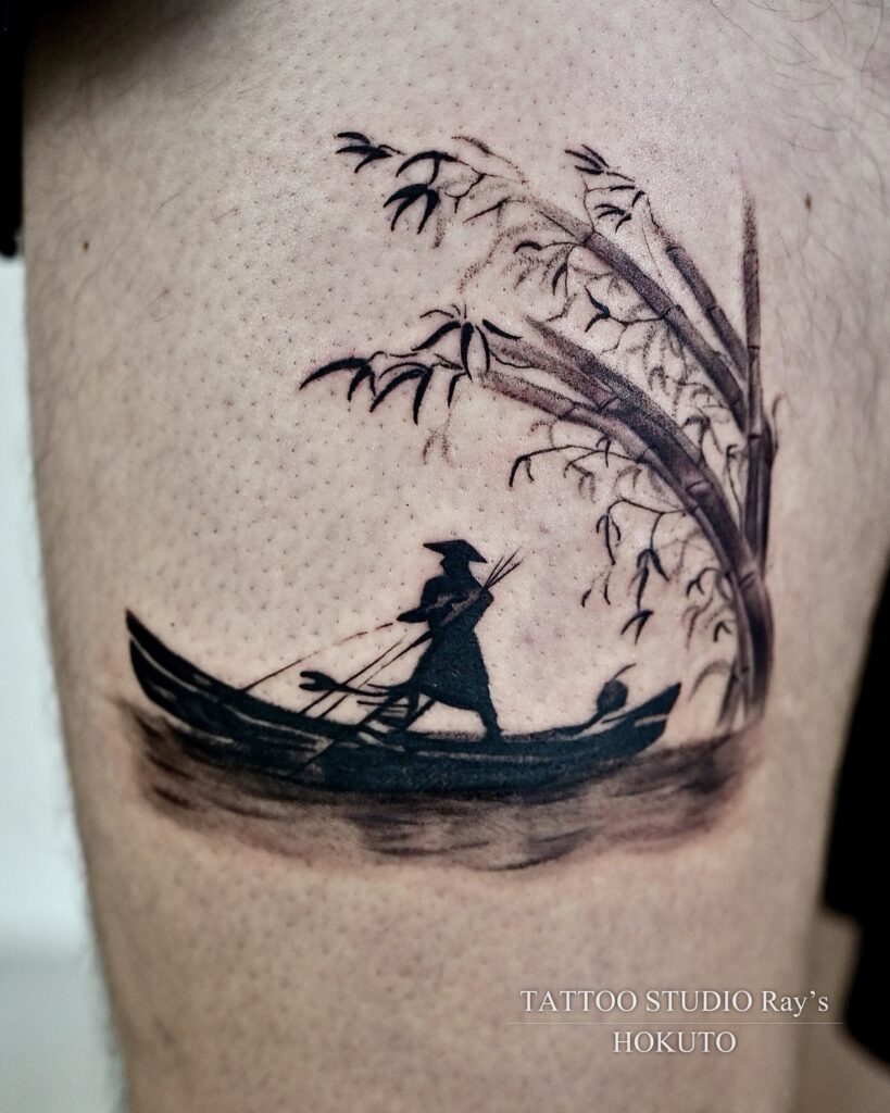 boat & bamboo forest tattoo hokuto 03