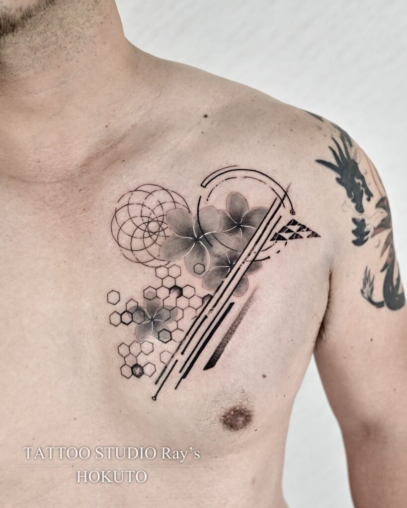 geometric & plumeria tattoo hokuto