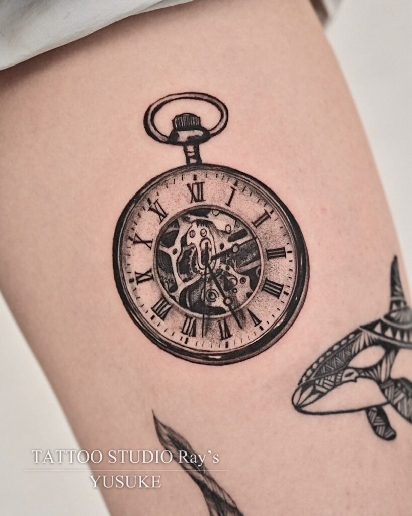 pocket watch tattoo yusuke