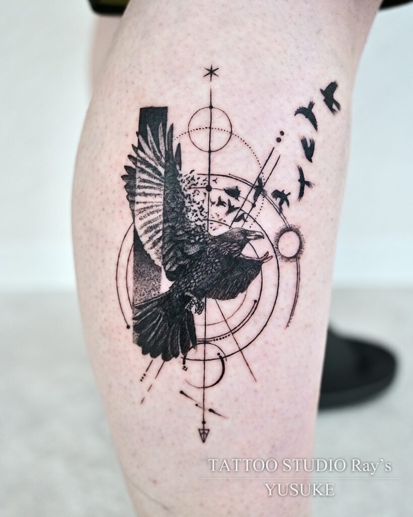 geometric × crow tattoo yusuke