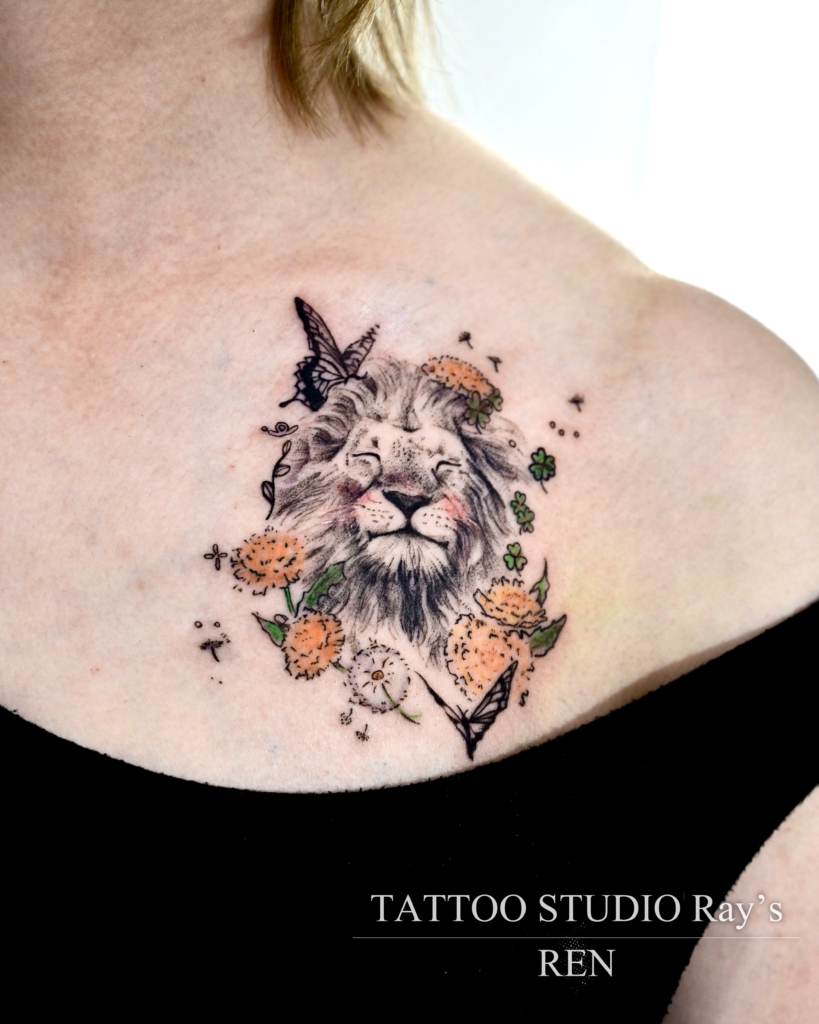 lion × flower tattoo ren 02