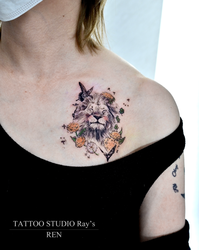 lion × flower tattoo ren 03