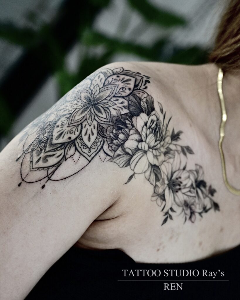 mandala × peony tattoo ren 07