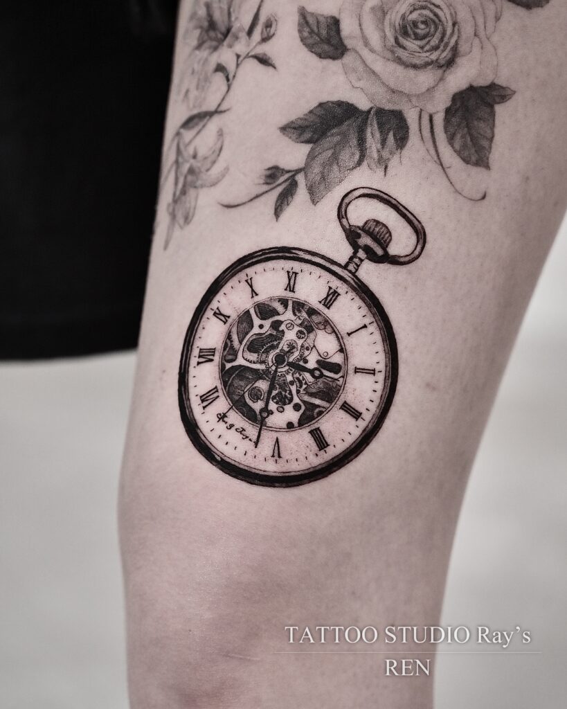 pocket watch tattoo ren 01