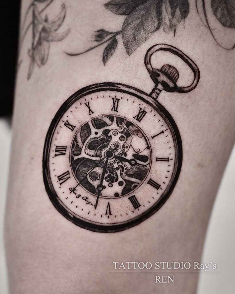 pocket watch tattoo ren 02